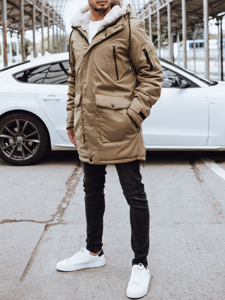 Kurtka zimowa męska ciemnobeżowa Dstreet