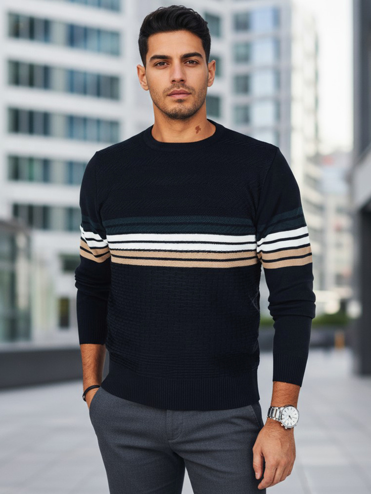 Мъжки раиран пуловер