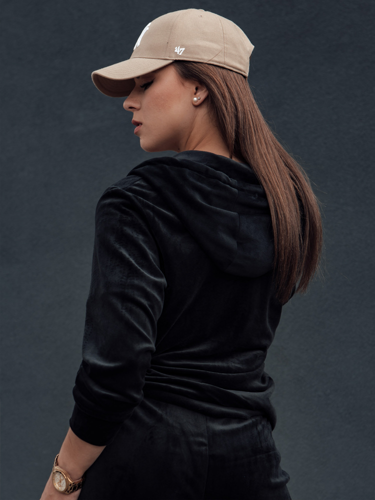 Komplet damski welurowy VELCOMFY czarny Dstreet
