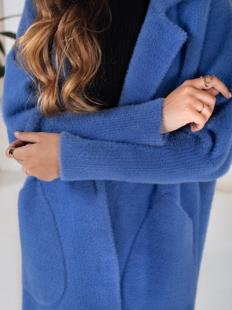 Płaszcz damski ala alpaka RITA II niebieski Dstreet