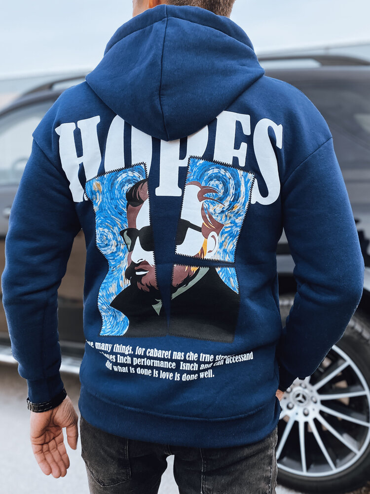 Bluza męska z nadrukiem granatowa Dstreet