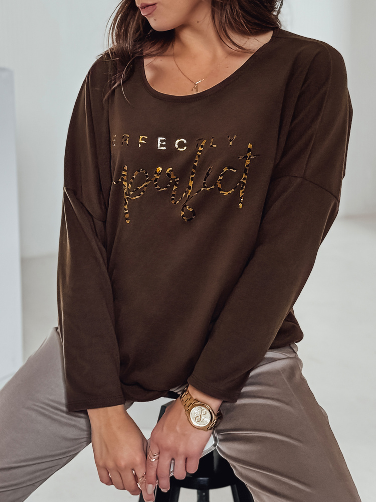 Bluzka damska oversize PERFSTYLE czekoladowa Dstreet