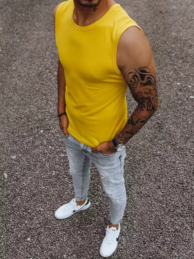Tank top męski bez nadruku granatowy Dstreet
