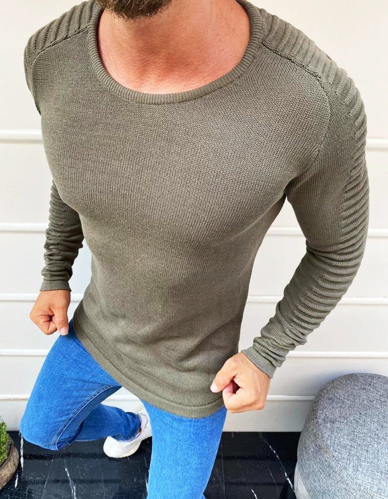 DStreet Sweter męski wkładany przez głowę khaki