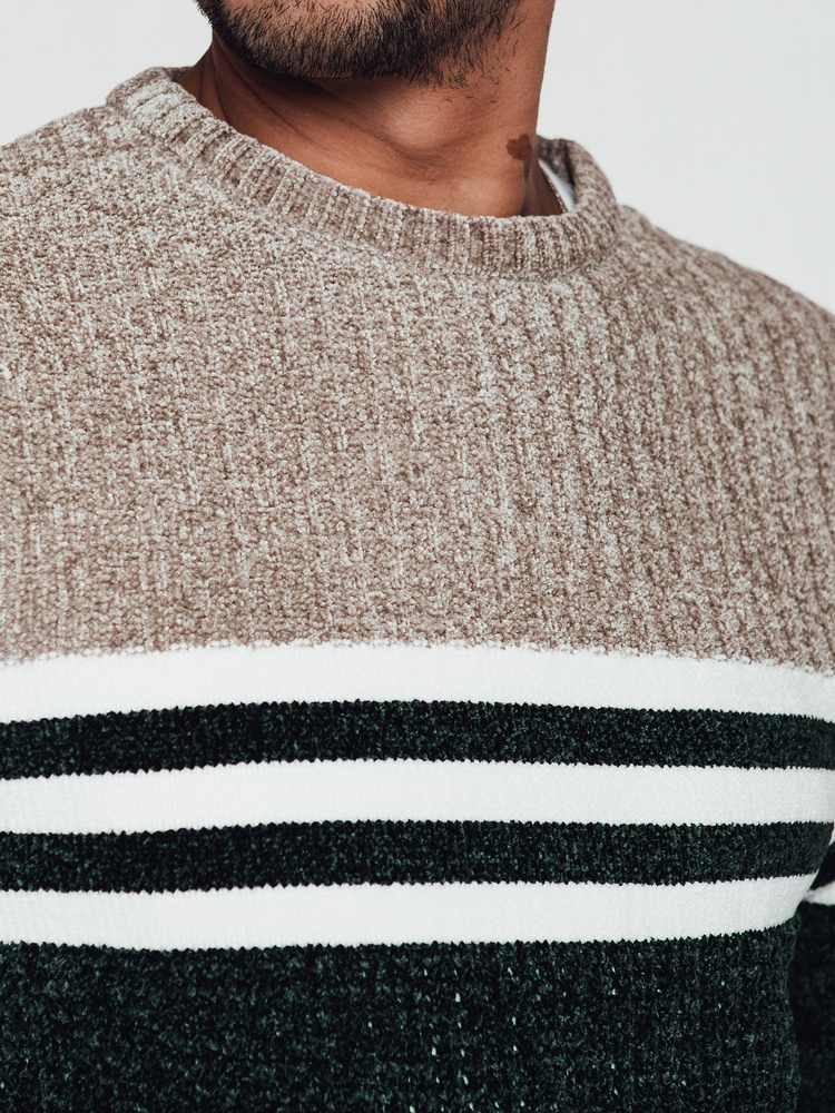 Sweter męski w paski zielony Dstreet