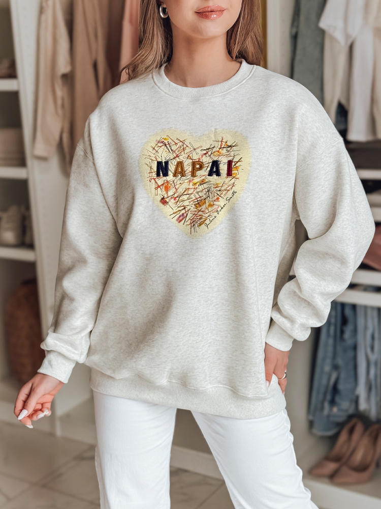 Bluza damska oversize z sercem SERDUCHOVA szara Dstreet