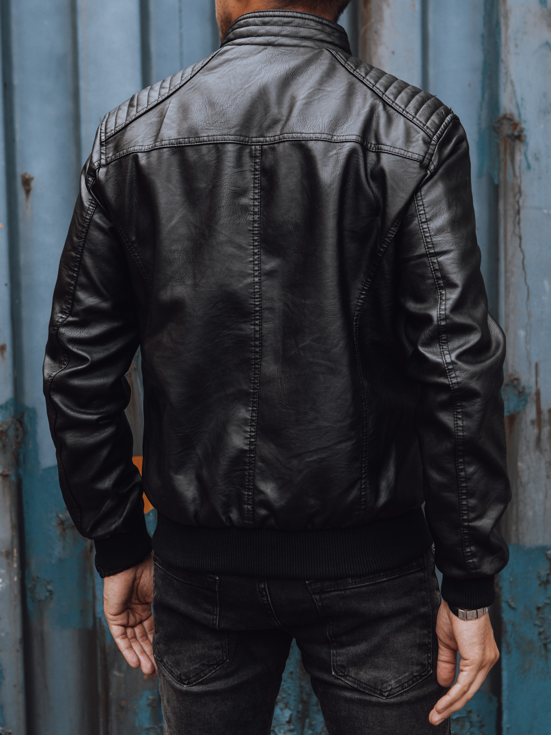 Kurtka skórzana męska czarna Dstreet