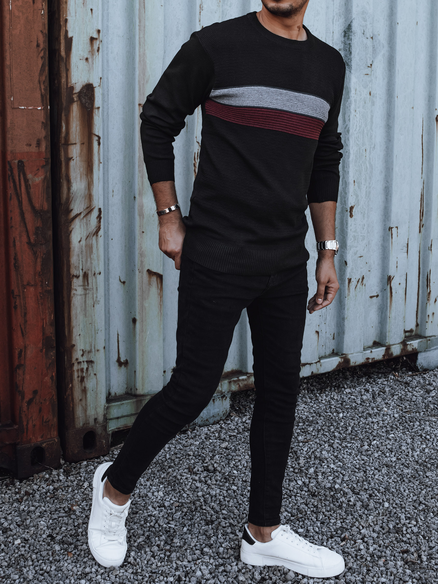 Sweter męski czarny Dstreet