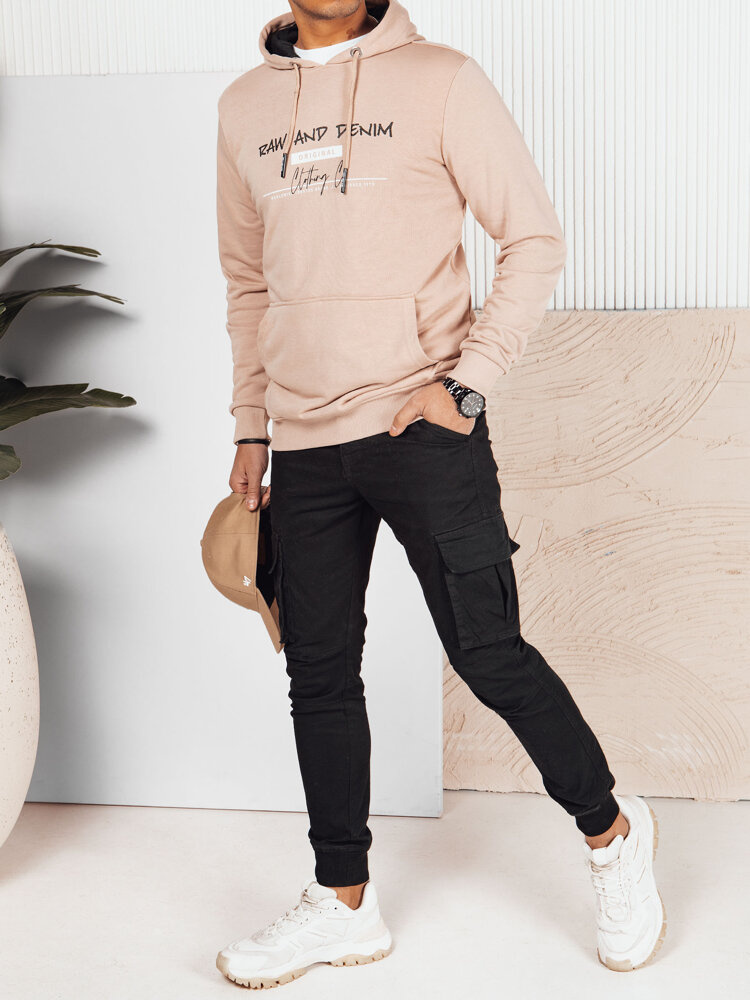 Bluza męska z nadrukiem beżowa Dstreet