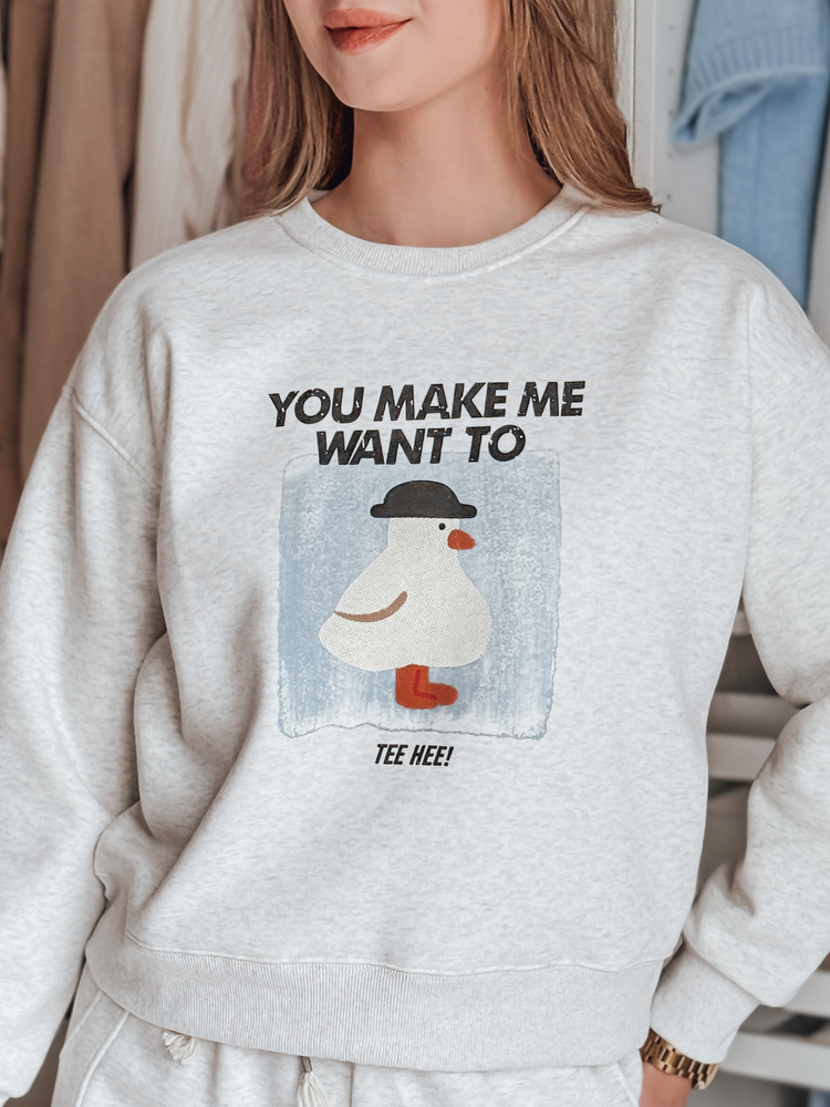 Bluza damska oversize z nadrukiem GOOSHY szara Dstreet