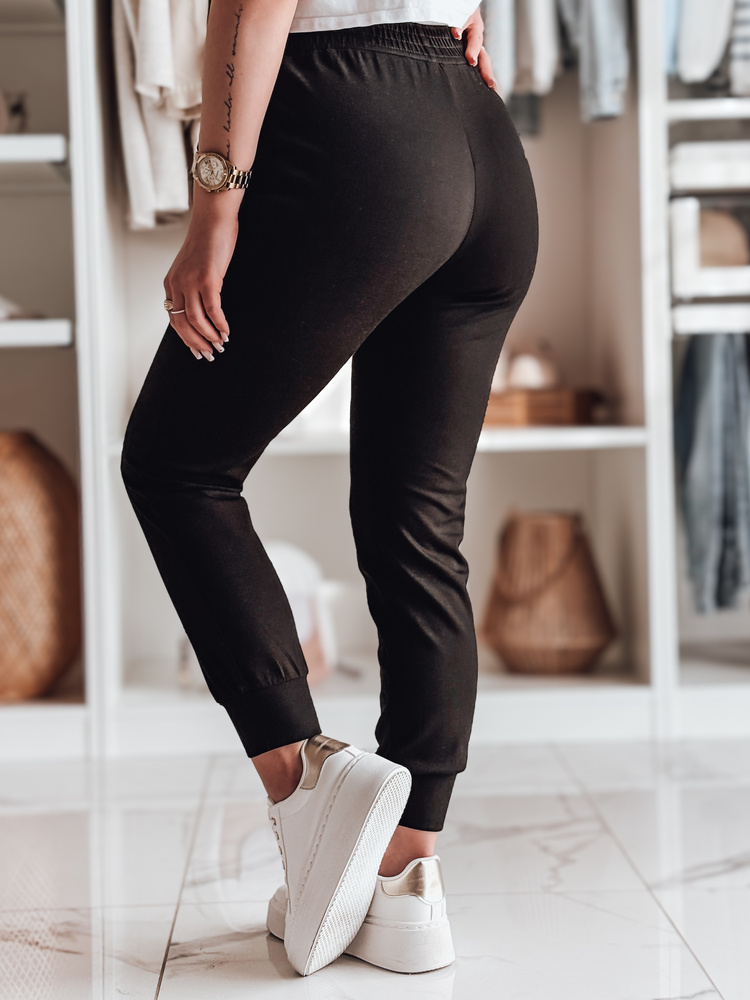 Spodnie dresowe damskie slim fit LA VOGUE czarne Dstreet