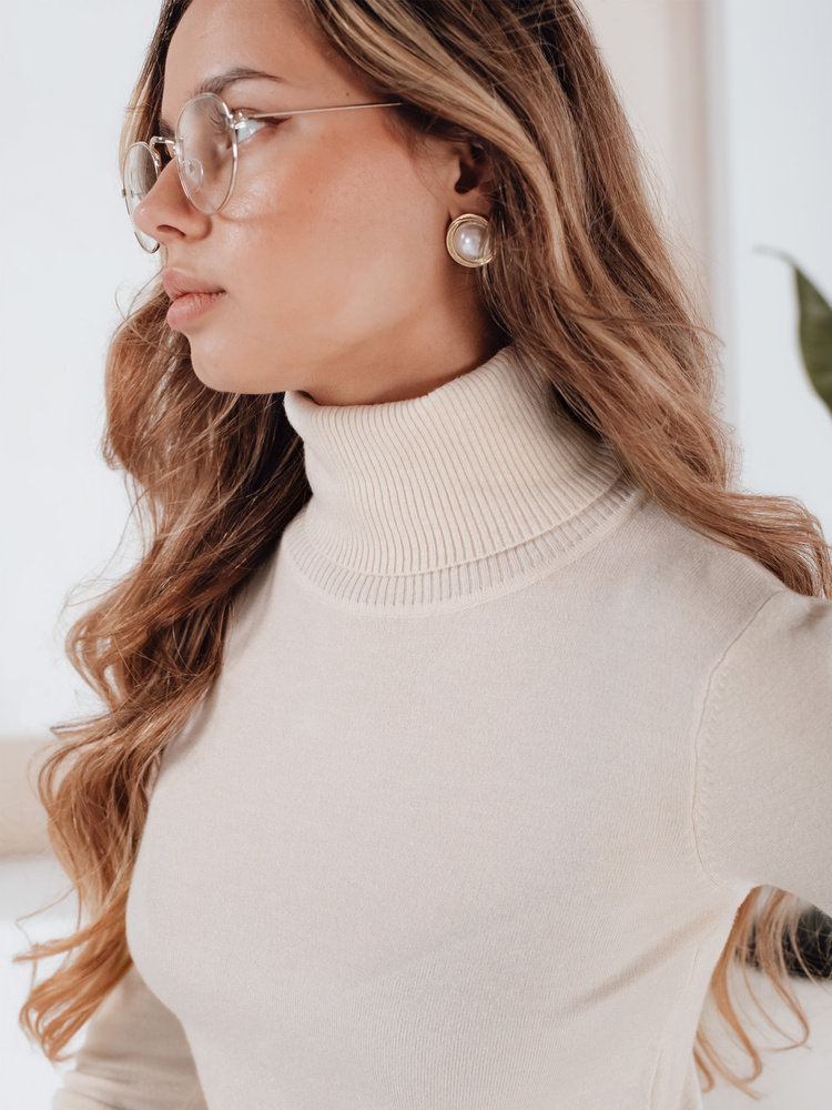 Pulover cu guler înalt pentru femei VANORIA crem