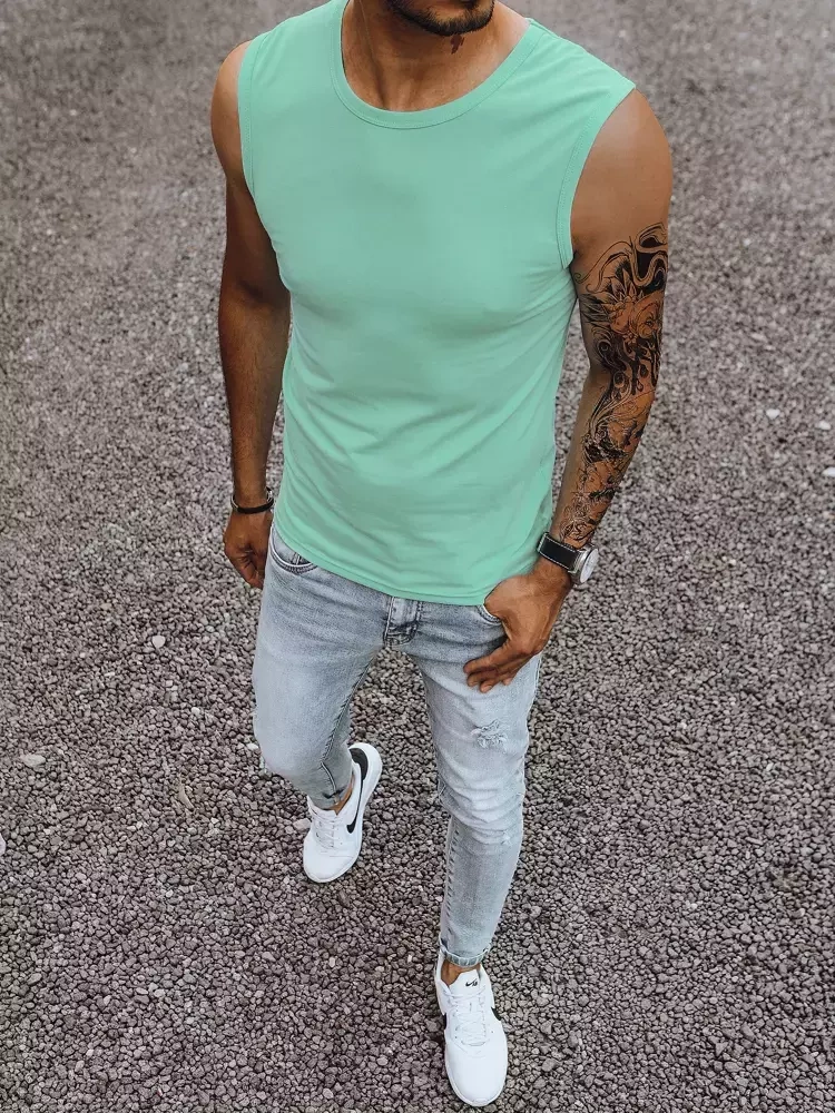 Tank top męski bez nadruku granatowy Dstreet