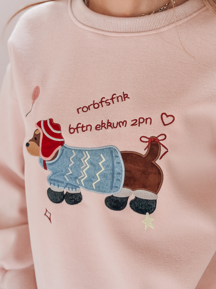 Bluza damska oversize z haftem DOGSWEETY różowa Dstreet