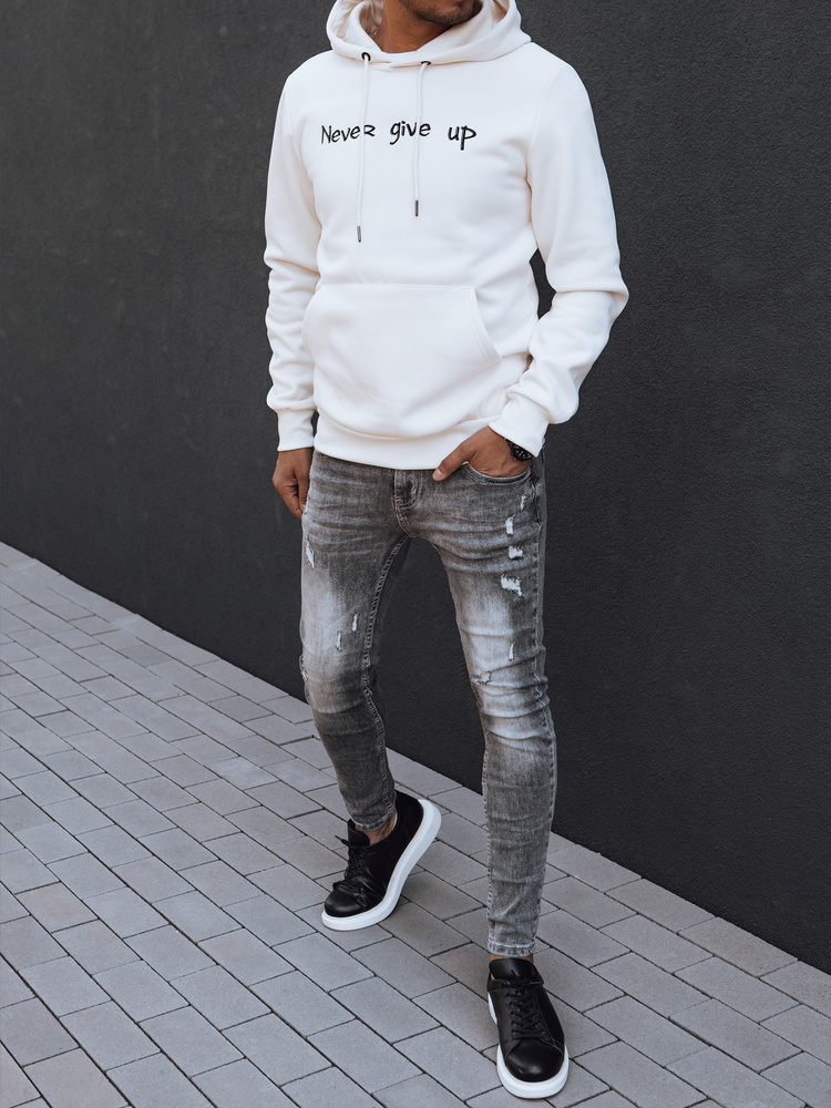 Bluza męska z kapturem biała Dstreet
