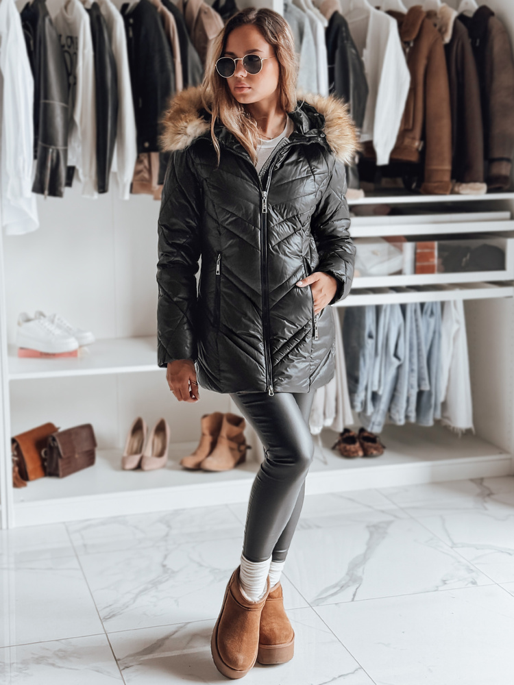 Kurtka zimowa damska pikowana SOLARIS czarna Dstreet