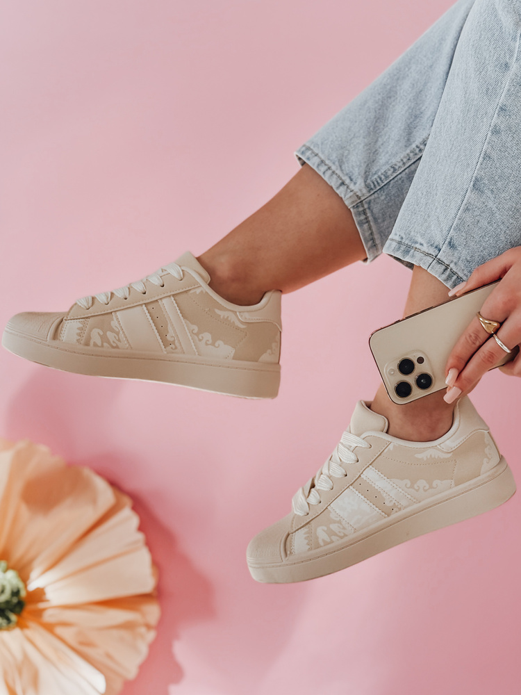 Teniși bej pentru femei cu platformă LUCIOS