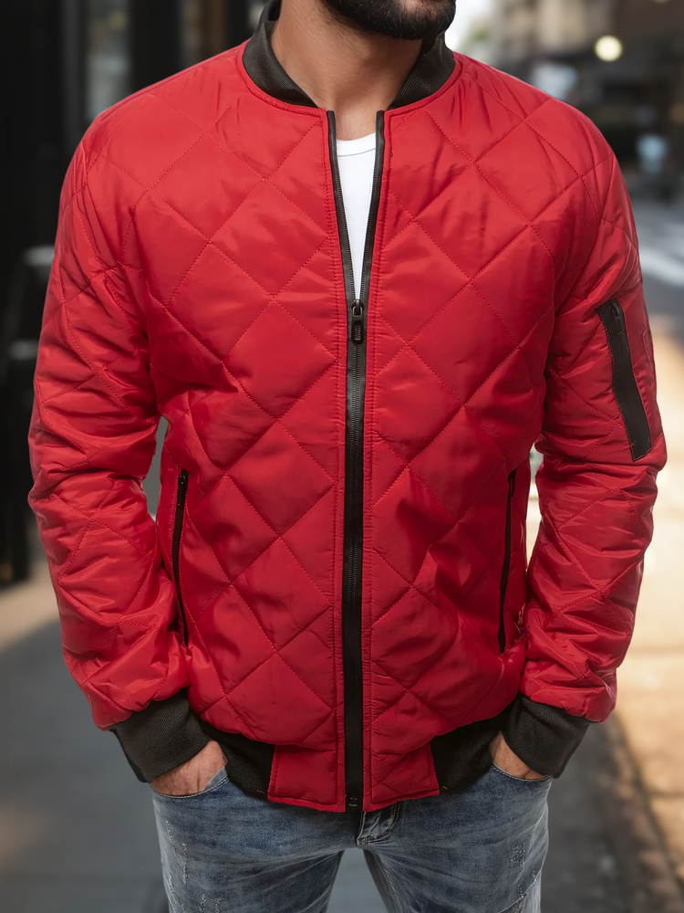 DStreet Kurtka męska pikowana bomber jacket czerwona