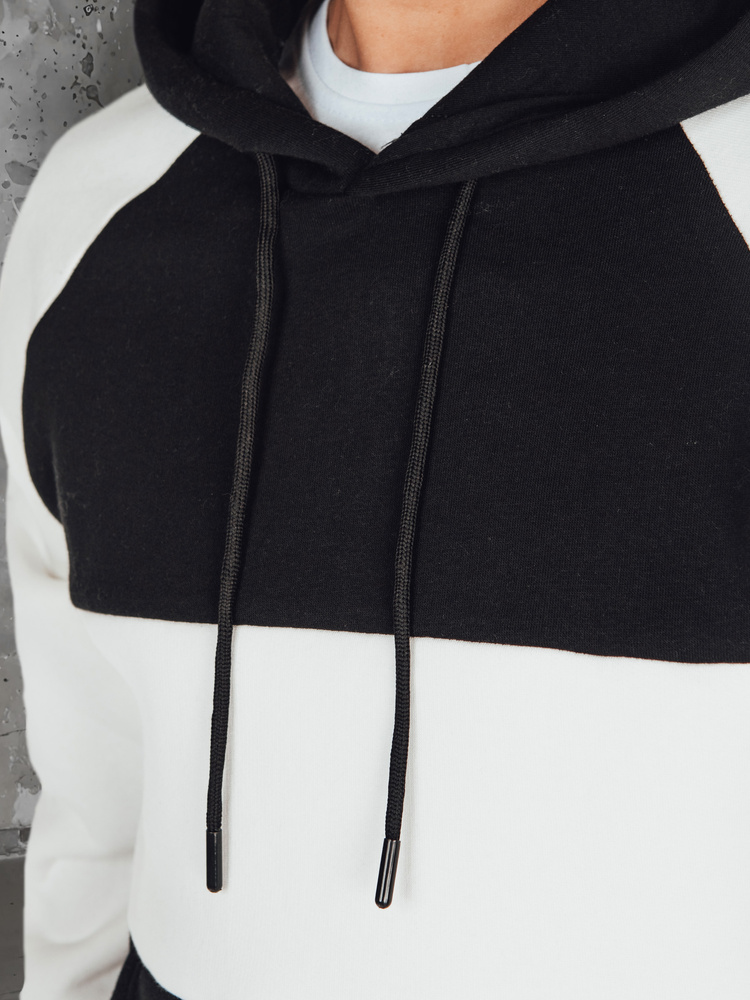 Bluza męska basic z kapturem w biało-czarne paski Dstreet