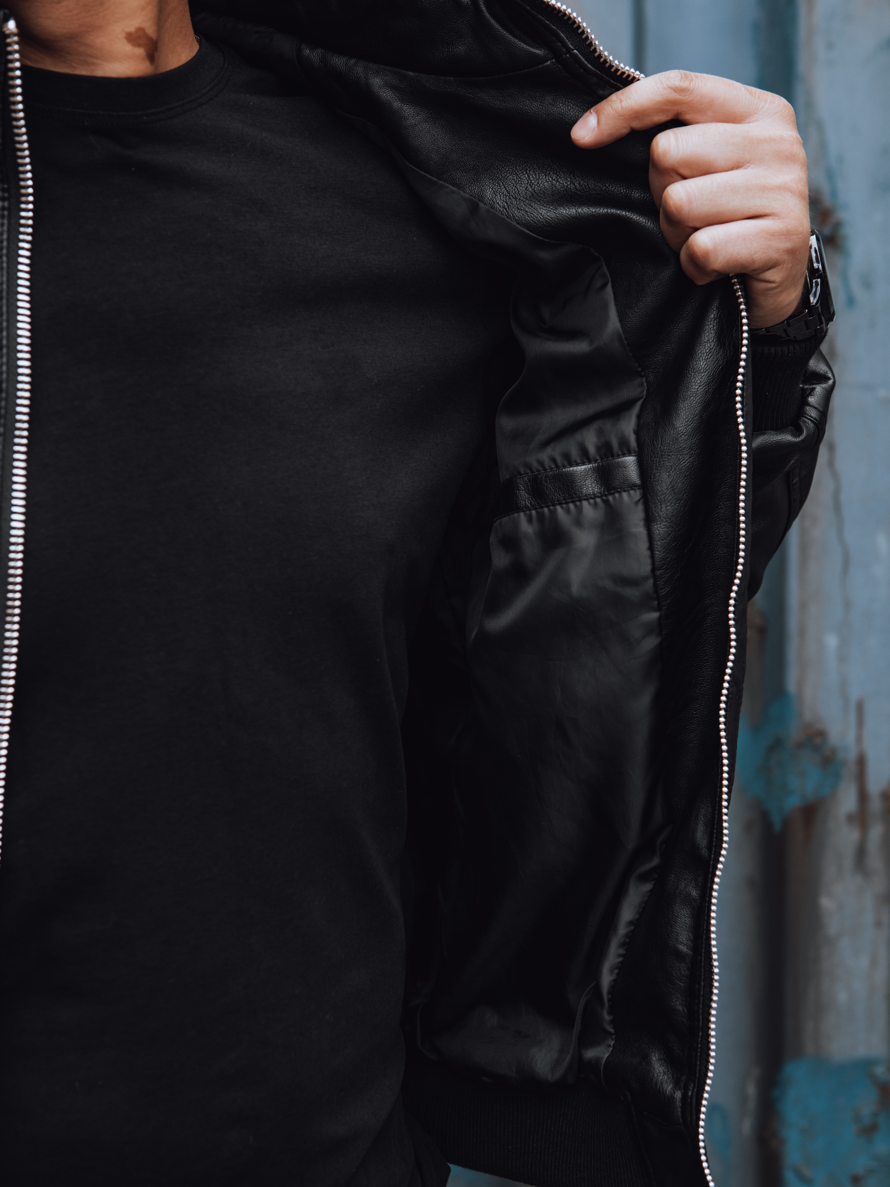 Kurtka skórzana męska czarna Dstreet