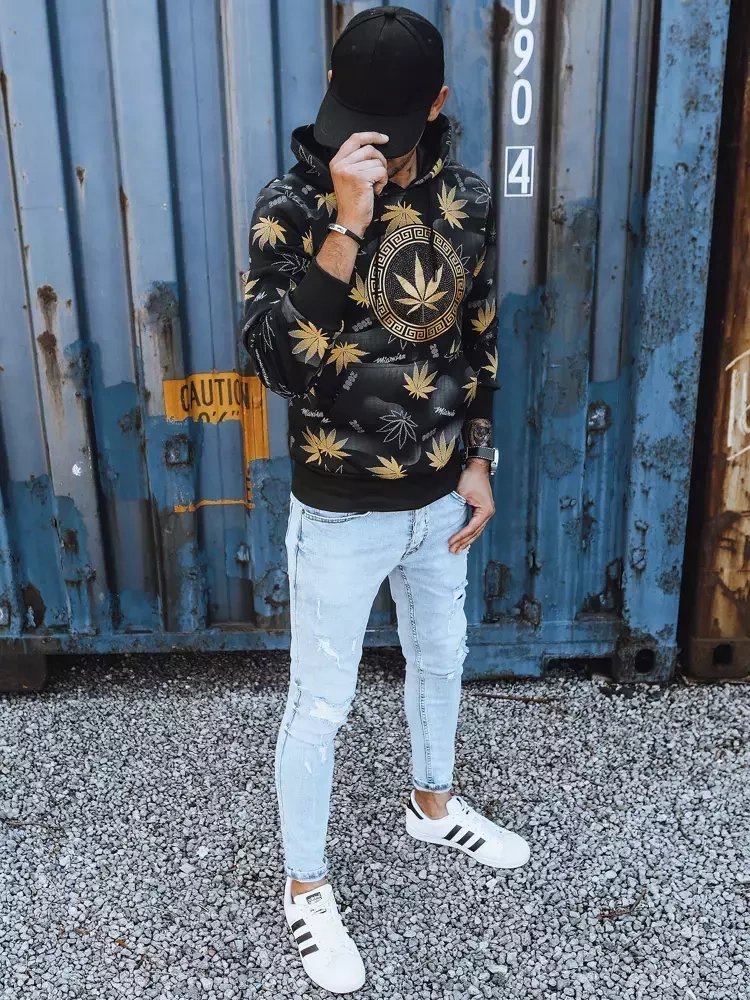 Bluza męska z nadrukiem czarna Dstreet