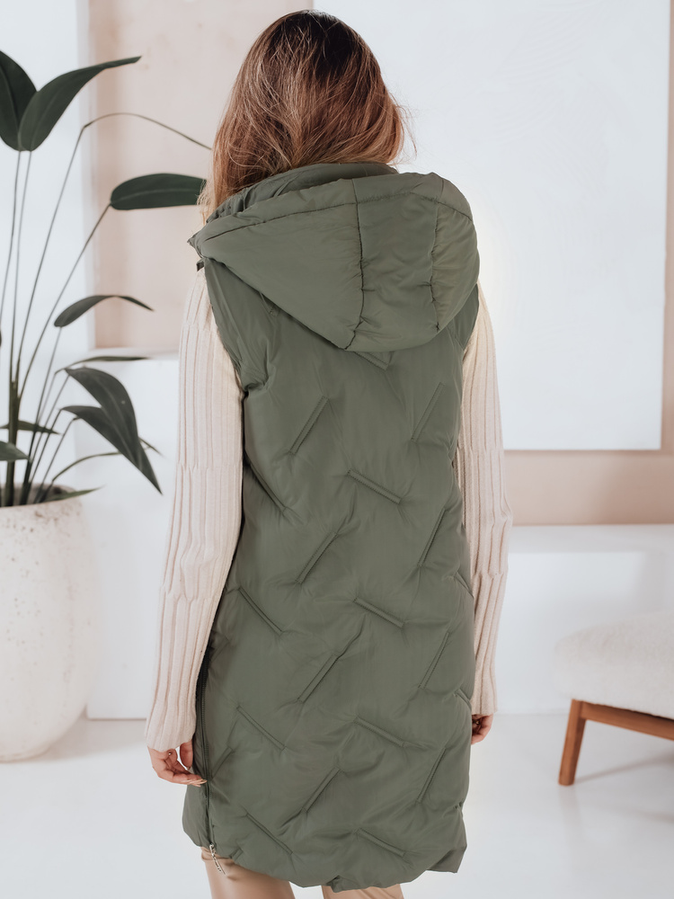 Vestă verde cu glugă pentru femei