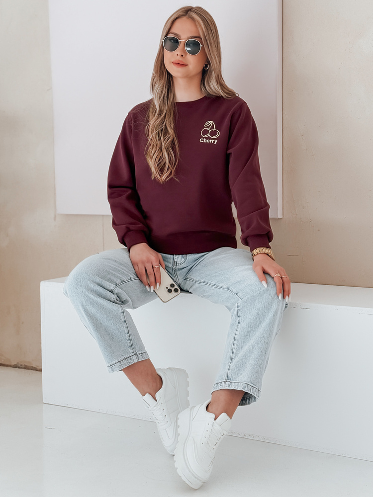 Bluza damska oversize z haftem CHERSOFT śliwkowa Dstreet