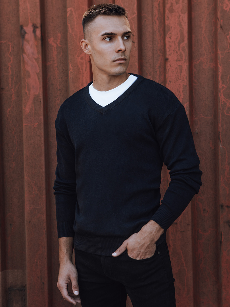 Sweter męski w serek granatowy Dstreet