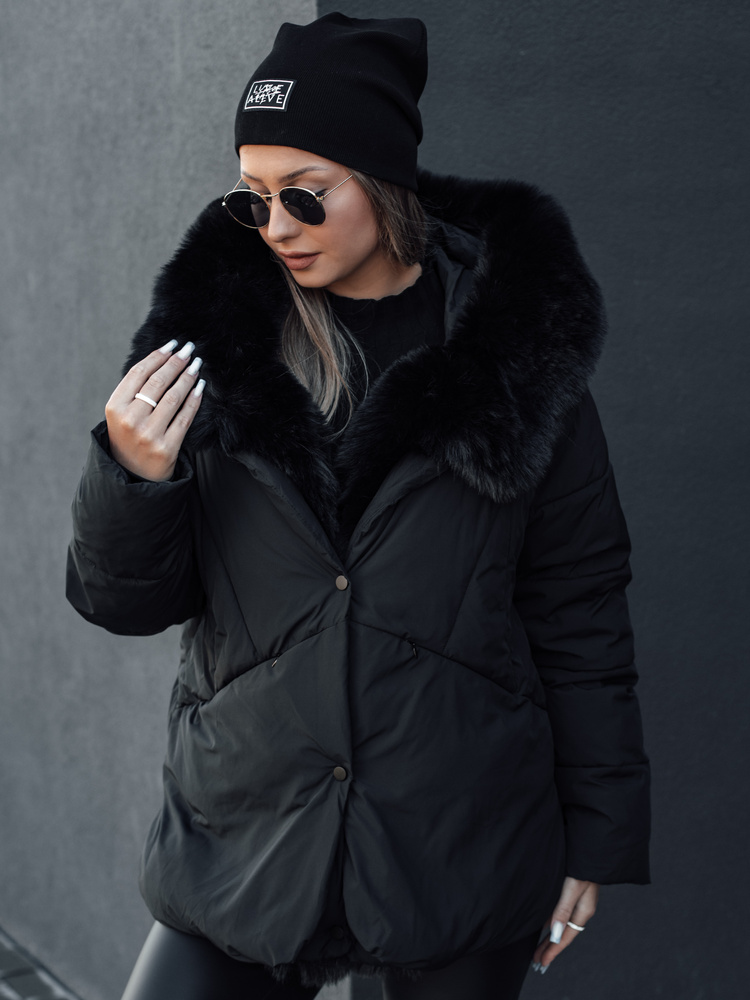Geacă de iarnă pentru femei LUNAVI cu glugă și blană