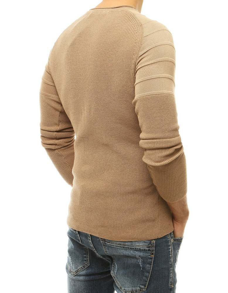 Sweter męski wkładany przez głowę beżowy Dstreet