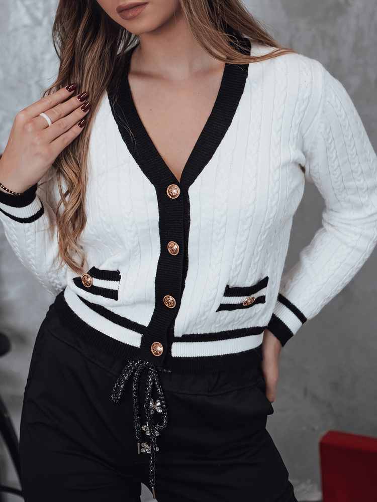 Sweter damski FUZZY rozpinany biały Dstreet