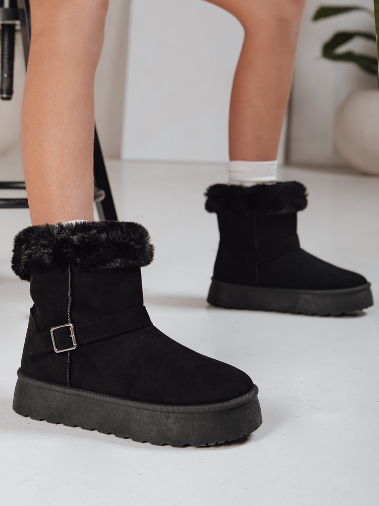 Cizme de zăpadă negre cu blană