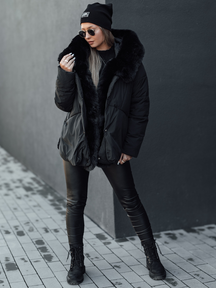 Geacă de iarnă pentru femei LUNAVI cu glugă și blană