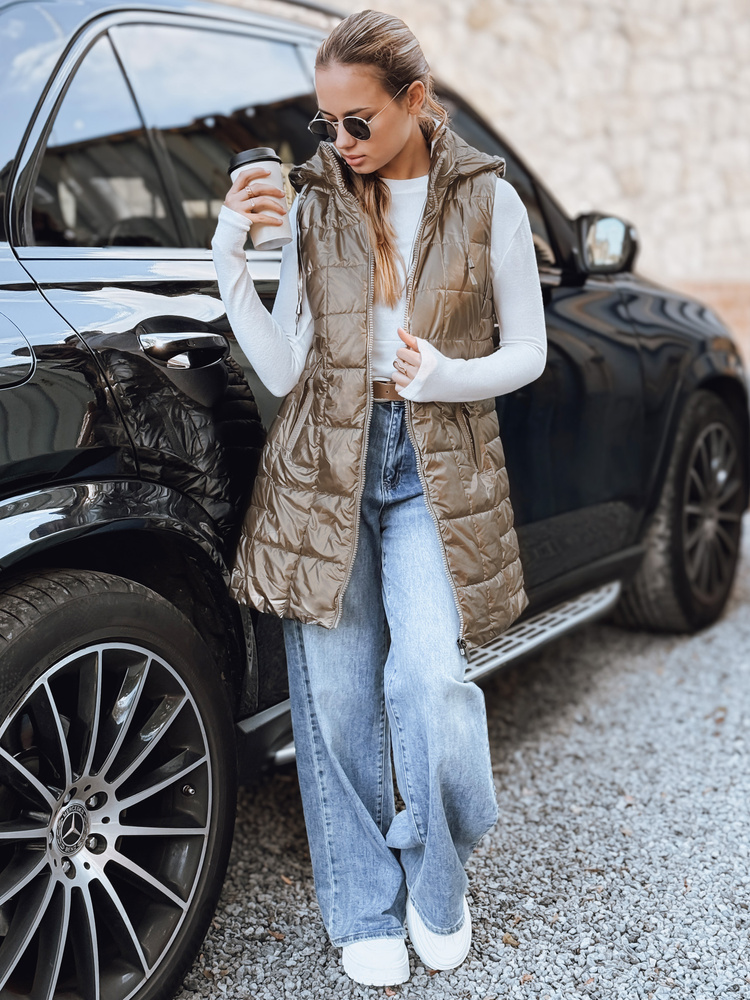 Дамски ватиран елек с качулка