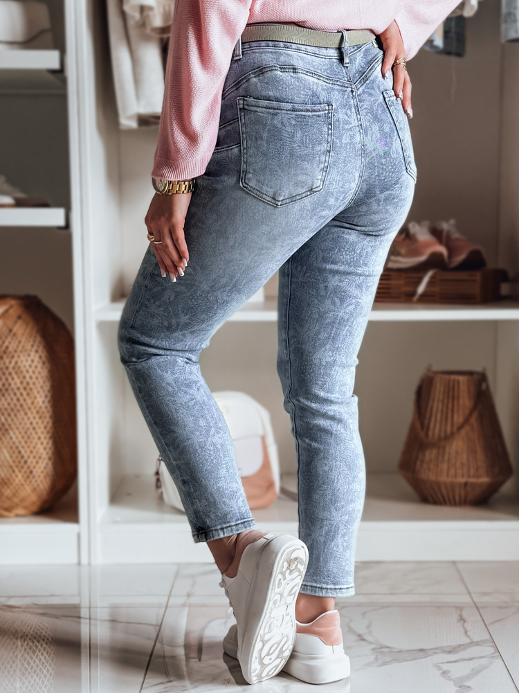 Spodnie damskie jeansowe slim fit z paskiem BOTANIDA niebieskie Dstreet