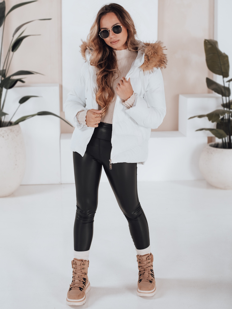 Jachetă matlasată de iarnă pentru femei, albă