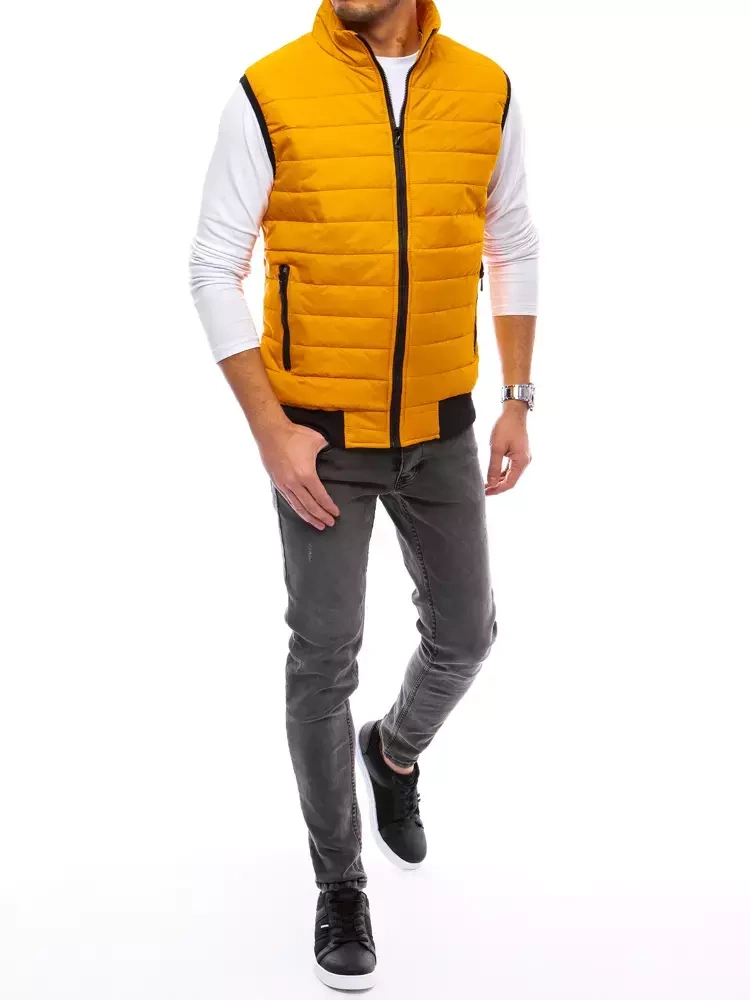 Kamizelka męska pikowana ciemnożółta Dstreet