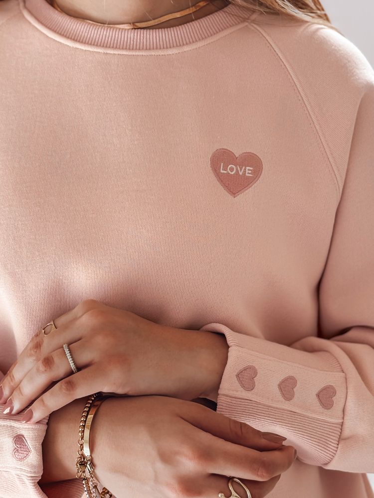 Bluza damska oversize z sercami LOVELISA różowa Dstreet