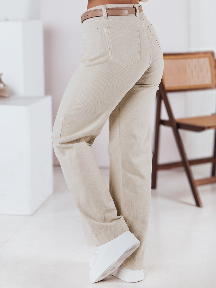 Legginsy damskie z wysokim stanem FLEXION beżowy Dstreet