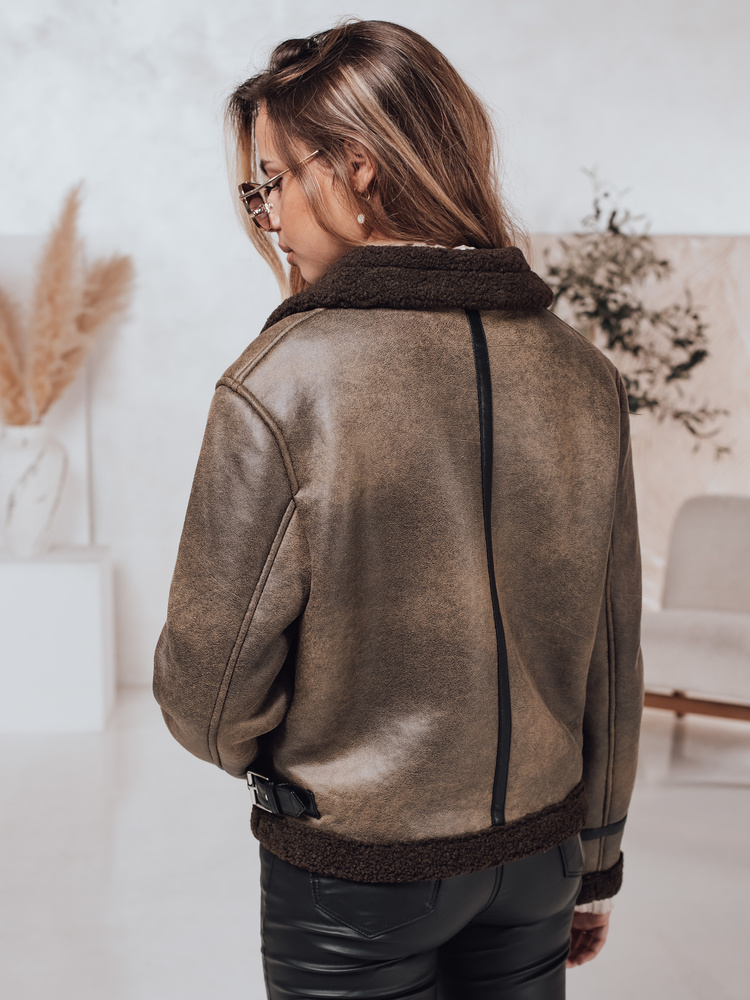 Jachetă de damă din piele întoarsă KASAMIRA cu blană