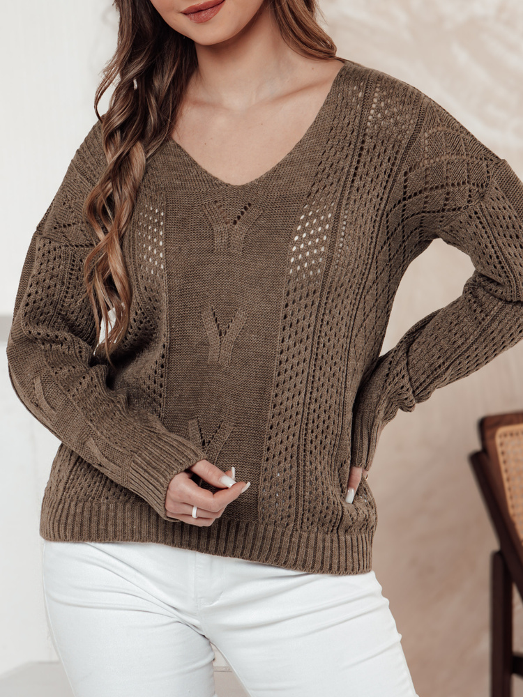 Sweter damski LACEONIA beżowy Dstreet