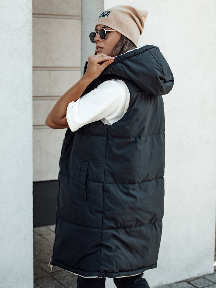 Vestă lungă de damă COSYVIVA cu glugă