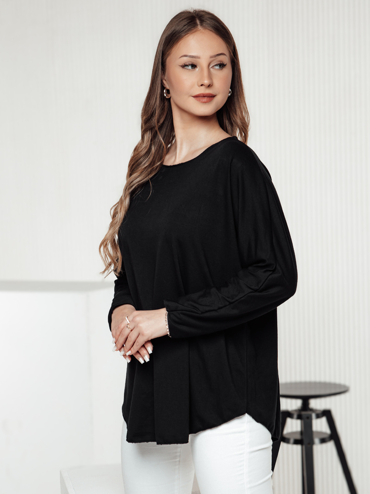 Bluzka damska LOOSEFEMME oversize z wisiorkiem z czarna Dstreet