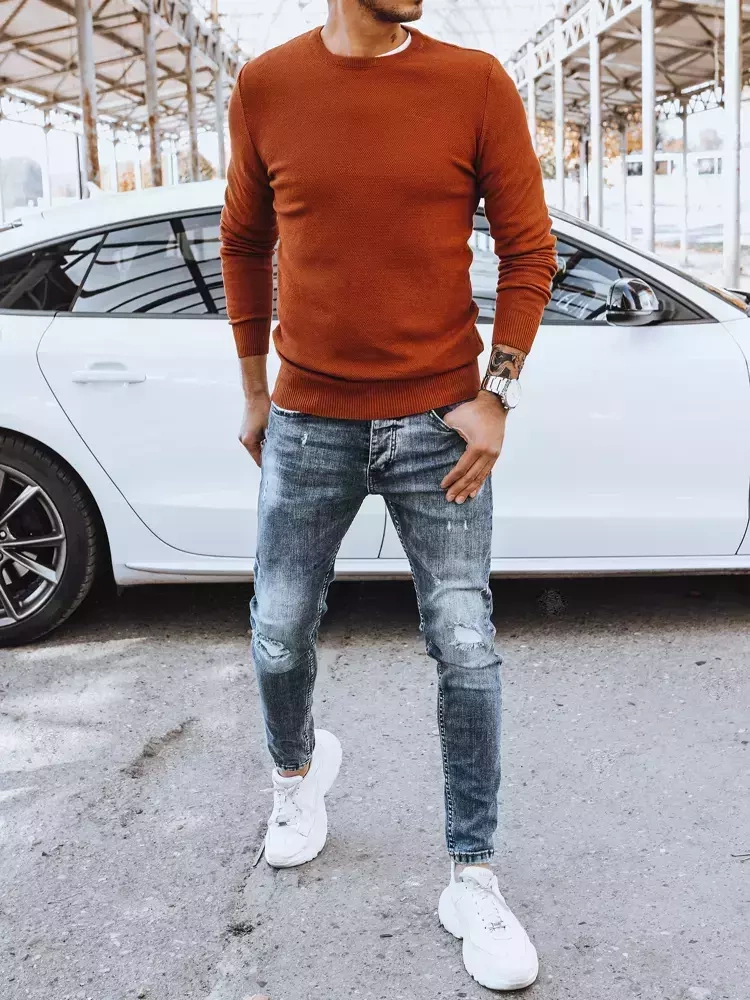 Sweter męski klasyczny rudy Dstreet