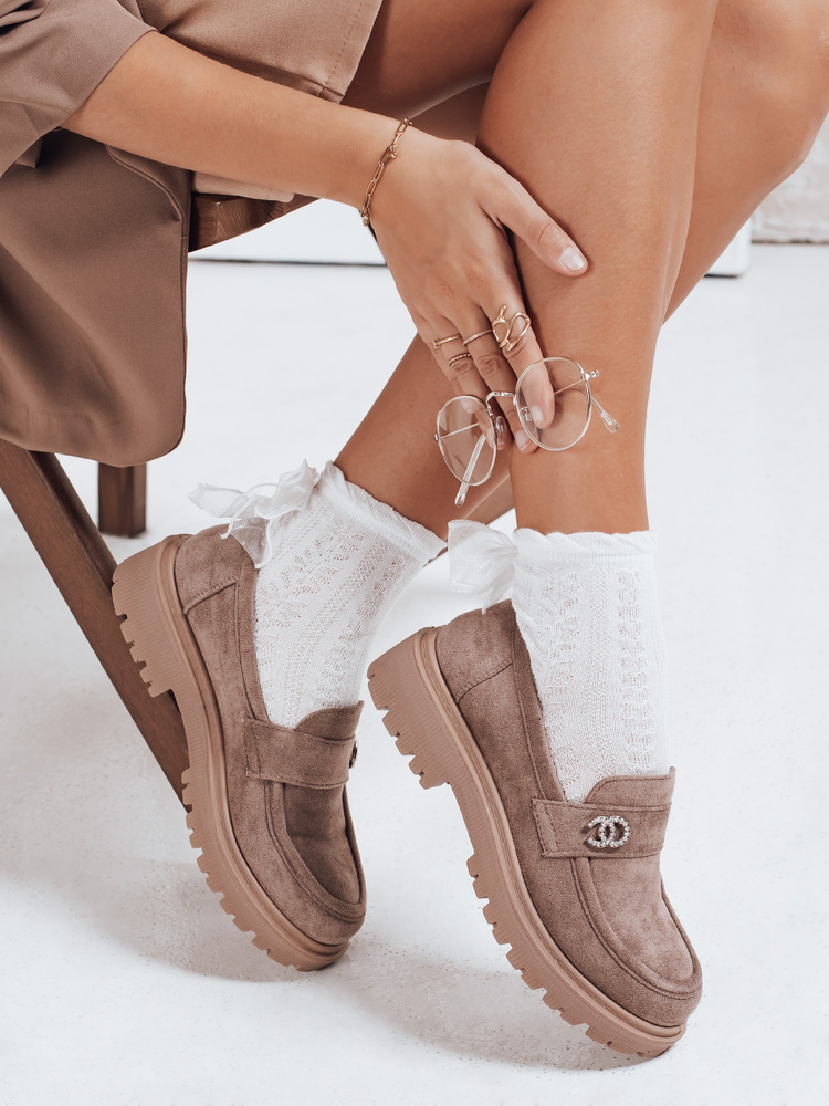 Dámske semišové mokasíny béžové