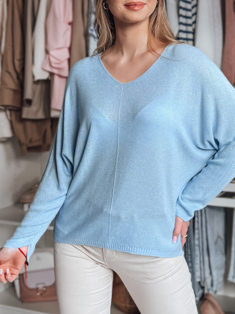 Sweter damskie one size oversize NORVAN błękitny Dstreet