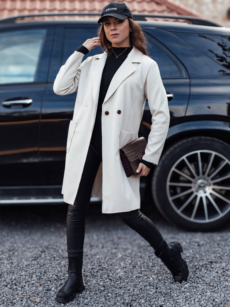 Palton lung bej pentru femei LINNORE