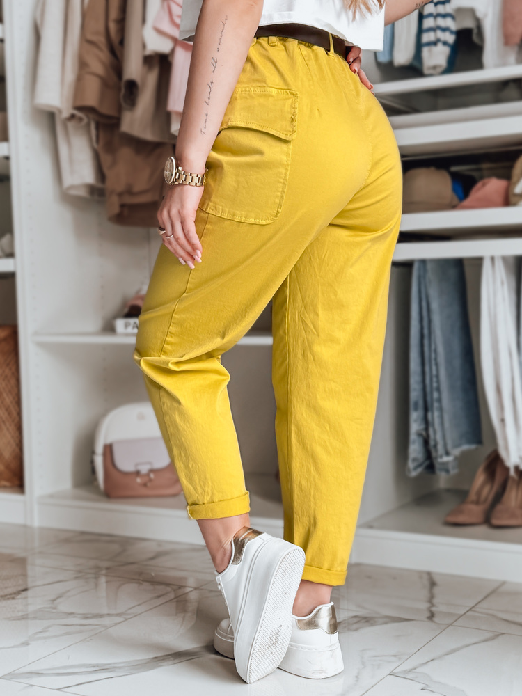 Pantaloni largi pentru femei GOTRENDI, muștar