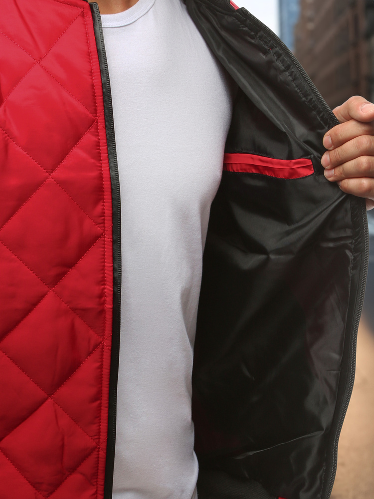 DStreet Kurtka męska pikowana bomber jacket czerwona