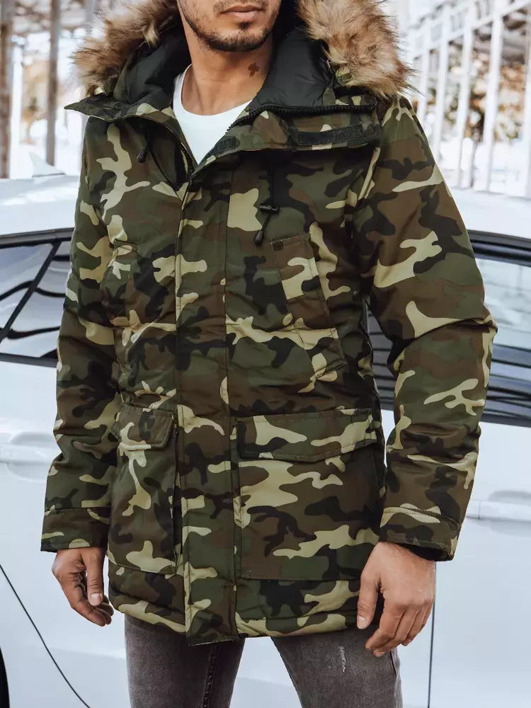 Pánská zimní bunda s kapucí camo Dstreet